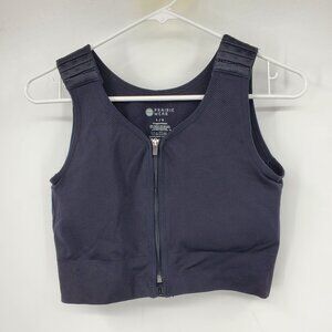 Prairie Wear Black High Neck Hugger Adjustable Zip Up Women's Sports Bra Large